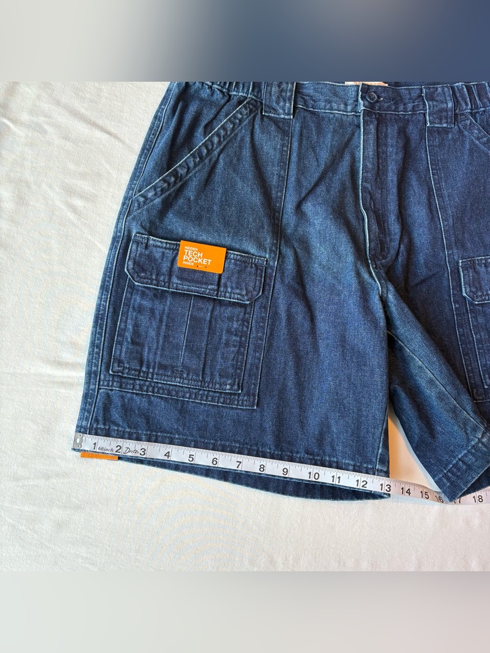 NWT Savane Men’s Hiking Denim Shorts size W36 Blue Jean Outdoor Comfort Waist - Picture 6 of 14